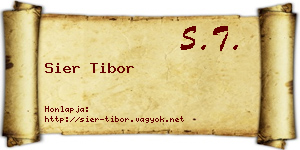 Sier Tibor névjegykártya